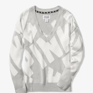 VS PINK Victoria's Secret PINK HERITAGE V-NECK SWEATER LOVEPINK FORENZA